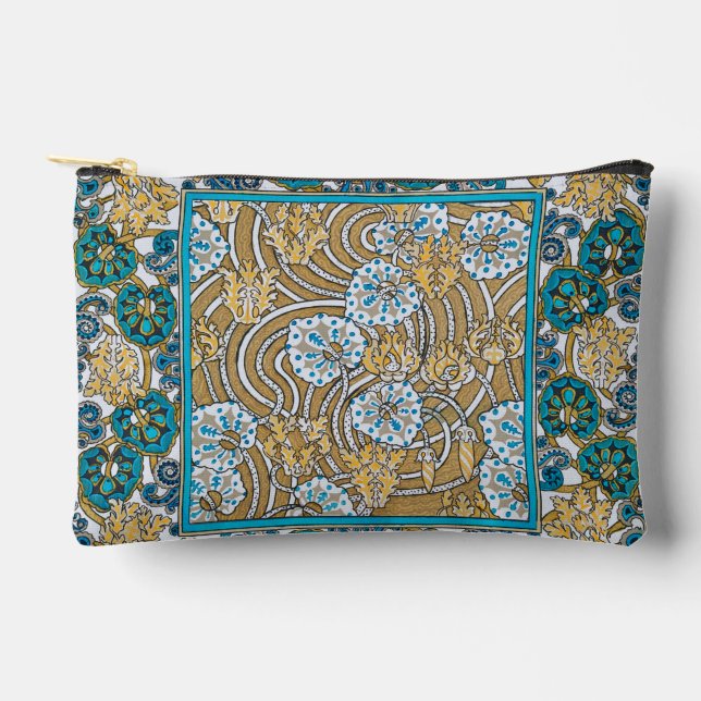 Pochette À Accessoires papier peint bleu art nouveau cyclamen (Recto)