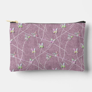 Pochette À Accessoires Papillons à l'aquarelle sur rose poudré