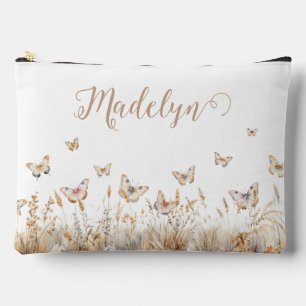 Pochette À Accessoires Papillons Boho de script personnalisé