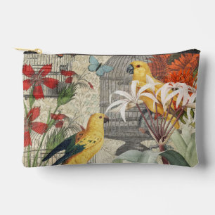 Pochette À Accessoires Parrot Jaune Tropical Antique Fleur