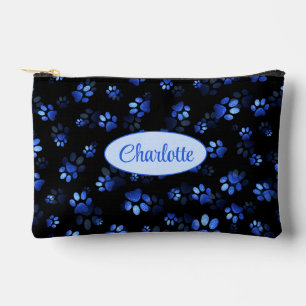 Pochette À Accessoires Parties scintillant bleue Animaux Empreinte de pat
