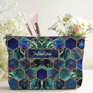 Pochette À Accessoires Parties scintillant chic en faux girly bleu turquo