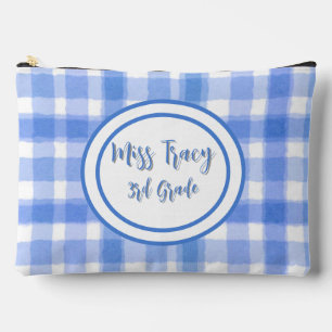 Pochette À Accessoires Pastel Blue Plaid personnalisé