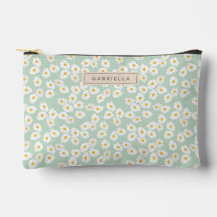 Pochette À Accessoires Pastel Mint Sauge Fleur de Daisy Demoiselle d'Honn