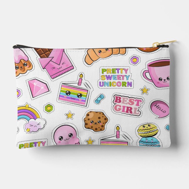 Pochette À Accessoires Pattern Funny Unicorn Magic Rainbow Cute      (Verso)