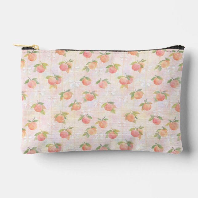Pochette À Accessoires Peach and Bow Pattern in Pastel Tones (Recto)