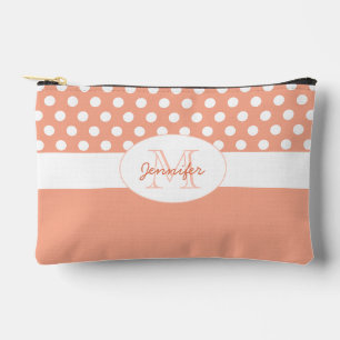 Pochette À Accessoires Peach White pois rétro motif Monogramme