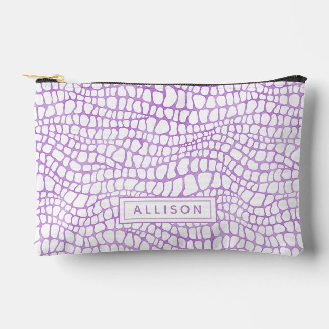 Pochette À Accessoires Peau de crocodile violet - Personnalisé (Recto)