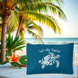 Pochette À Accessoires Pêcheur de tortue hawaïenne Coeur bleu océan