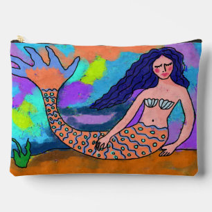 Pochette À Accessoires Peinture Abstraite de sirène psychédélique