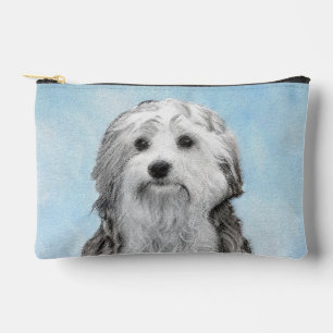 Pochette À Accessoires Peinture de Lowchen Argent et Crème Art Canin Orig