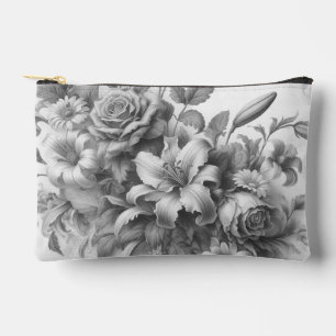 Pochette À Accessoires Perfection florale noire et blanche