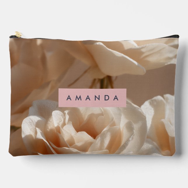 Pochette À Accessoires Personalized Elegant Blush Cream Roses Floral  (Recto)