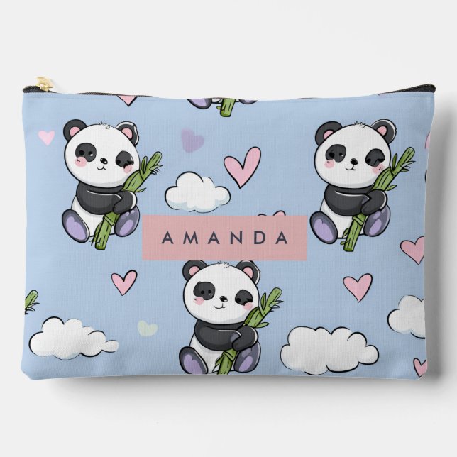 Pochette À Accessoires Personnalisé adorable Pastel Panda Motif (Recto)