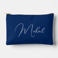Personnalisé bleu blanc Monogramme maquillage cosm