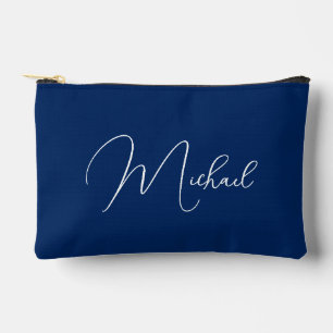 Pochette À Accessoires Personnalisé bleu blanc Monogramme maquillage cosm
