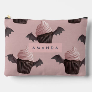 Pochette À Accessoires Personnalisé Éffrayant Cute Bat Cupcake Motif