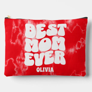 Pochette À Accessoires Personnalisé Meilleure Maman Jamais Rouge Tie Dye