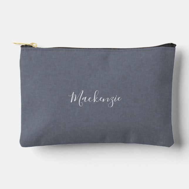 Pochette À Accessoires Personnalisé Moderne Elégant Linge Bleu Gris (Recto)