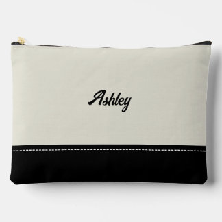 Pochette À Accessoires Personnalisé noir beige élégant personnalisé chic