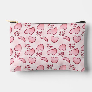 Pochette À Accessoires Pétales de Sakura avec Kanji