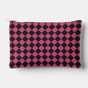 Pochette À Accessoires Petit motif diamant à carreaux rose noir