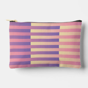 Pochette À Accessoires Petit motif rayé rose violet jaune