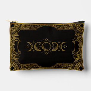Pochette À Accessoires Phases de lune célestes ornées d'or vintage