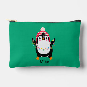 Pochette À Accessoires Pingouin scintillant avec lumières de Noël
