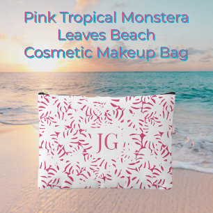 Pochette À Accessoires Pink Beach Monstera Tropical Feuilles Accessoire P