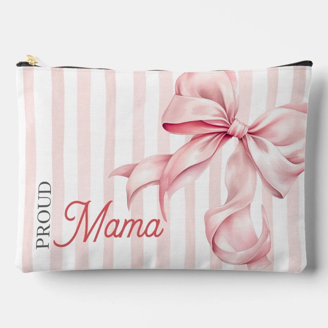 Pochette À Accessoires Pink Bow Coquette Proud Mama (Recto)