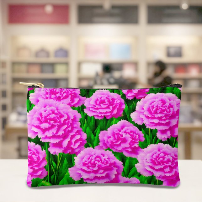 Pochette À Accessoires Pink Carnations Pouch (Pouch with pink carnations)