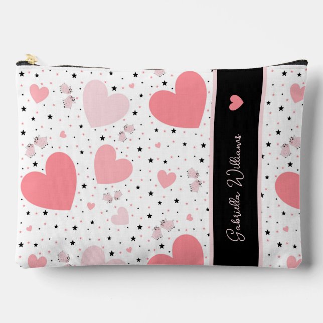 Pochette À Accessoires Pink hearts and piggy (Recto)