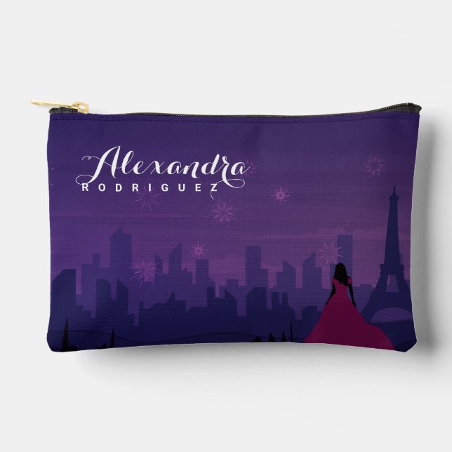 Pochette À Accessoires Pink Purple Paris Fireworks Quinceañera (Recto)