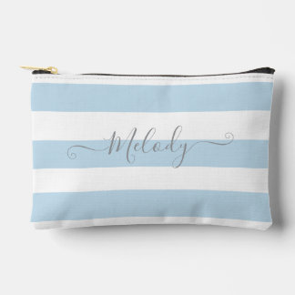 Pochette À Accessoires PixDezines Monogram Cabana Rayure Bleu+Blanc