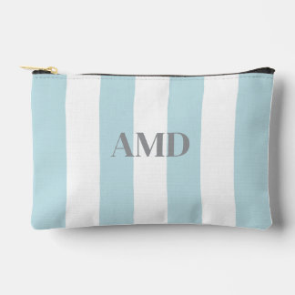 Pochette À Accessoires PixDezines Monogram Cabana Rayure Bleu Poussiéreux