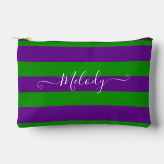Pochette À Accessoires PixDezines Monogram Cabana Rayure Violet Vert