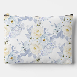 Pochette À Accessoires PixDezines Roses aquarelles Bleu Glace Crème