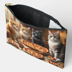 Pochette À Accessoires "Pizza Paw-ty : Quatre Chats Creusent !"