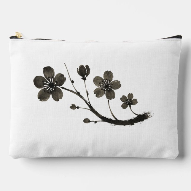 Pochette À Accessoires Plum Blossom Line Art - Design botanique sur (Recto)