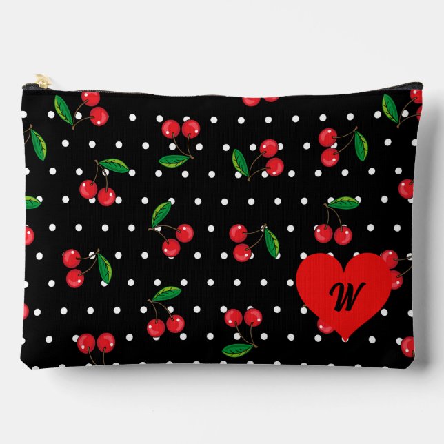 Pochette À Accessoires Pois Rockabilly et Cherries Monogramme (Recto)