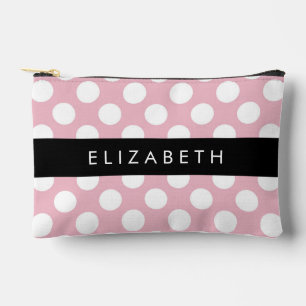 Pochette À Accessoires Pois roses, Motif Pointe Polka, Votre Nom