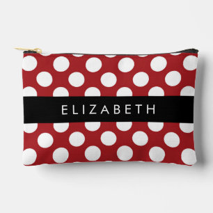 Pochette À Accessoires Pois Rouges, Motif Polka Dot, Votre Nom
