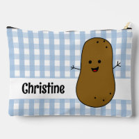 Pommes de terre marron Gingham bleu personnalisé