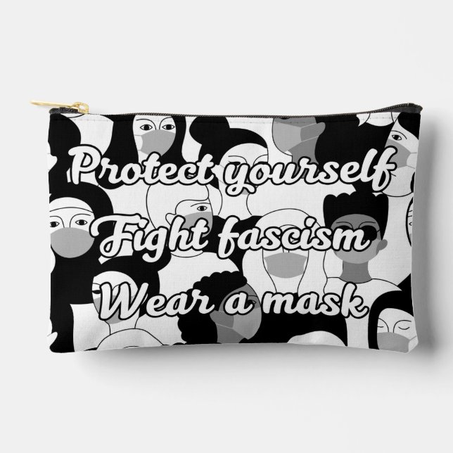 Pochette À Accessoires Porter un masque de style noir et blanc (Recto)