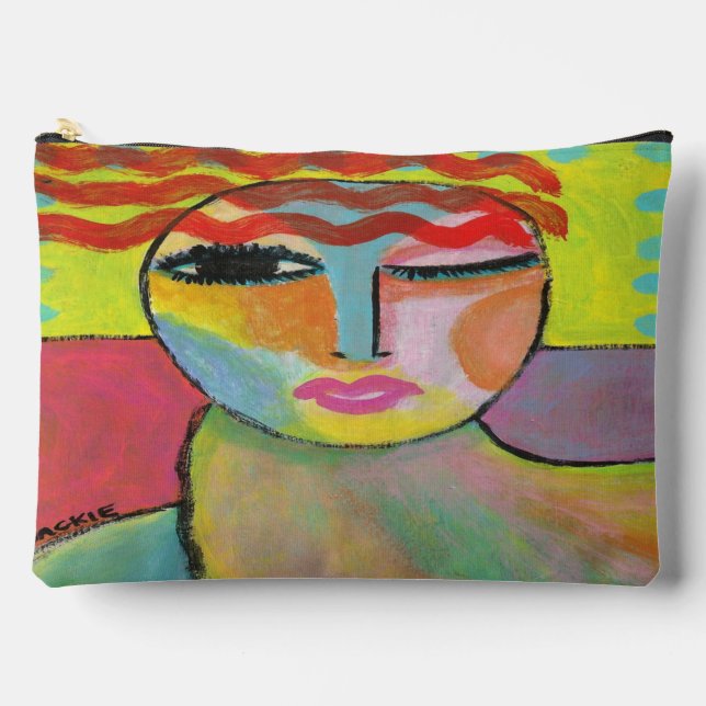 Pochette À Accessoires Portrait Abstrait d'une tête rouge (Recto)