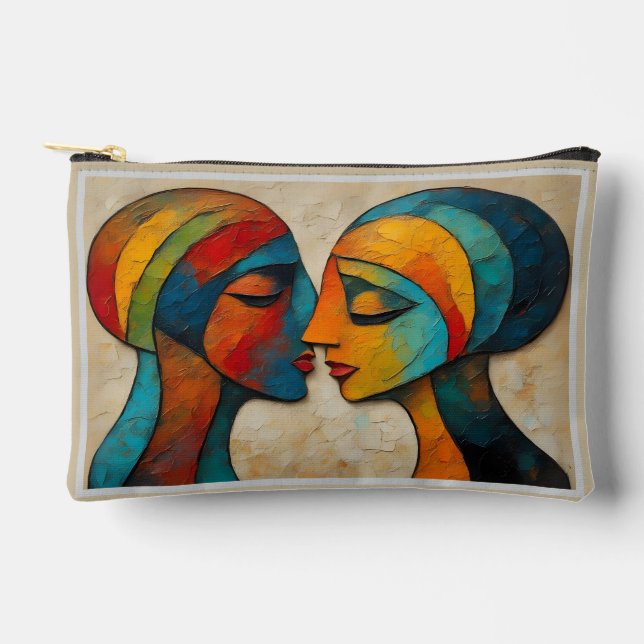 Pochette À Accessoires Portrait d'un couple d'art Abstrait (Recto)