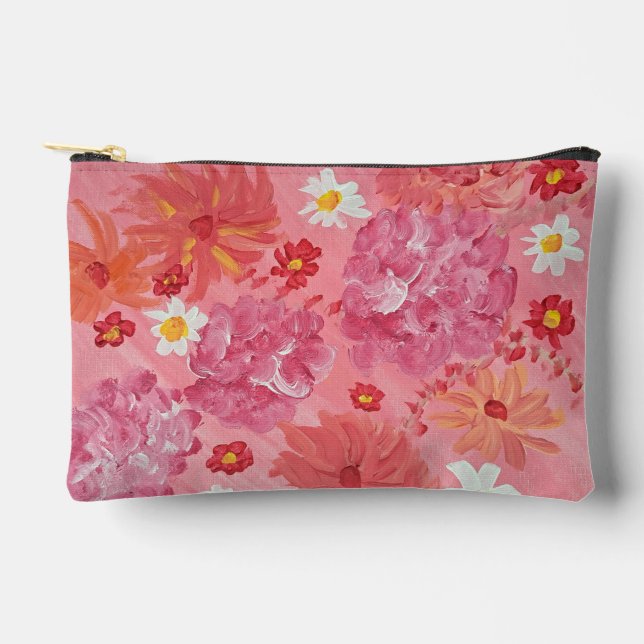 Pochette À Accessoires Pouch Accessoires Floraux Rose Sunset (Recto)