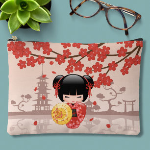 Pochette À Accessoires Poupée rouge Sakura Kokeshi - Geisha japonais