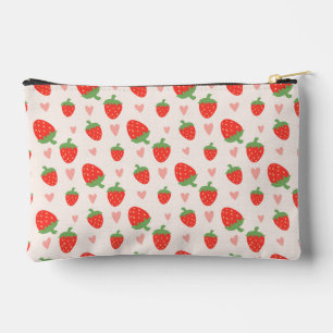 Pochette À Accessoires Poussée d'accessoires de fraises et de coeurs
